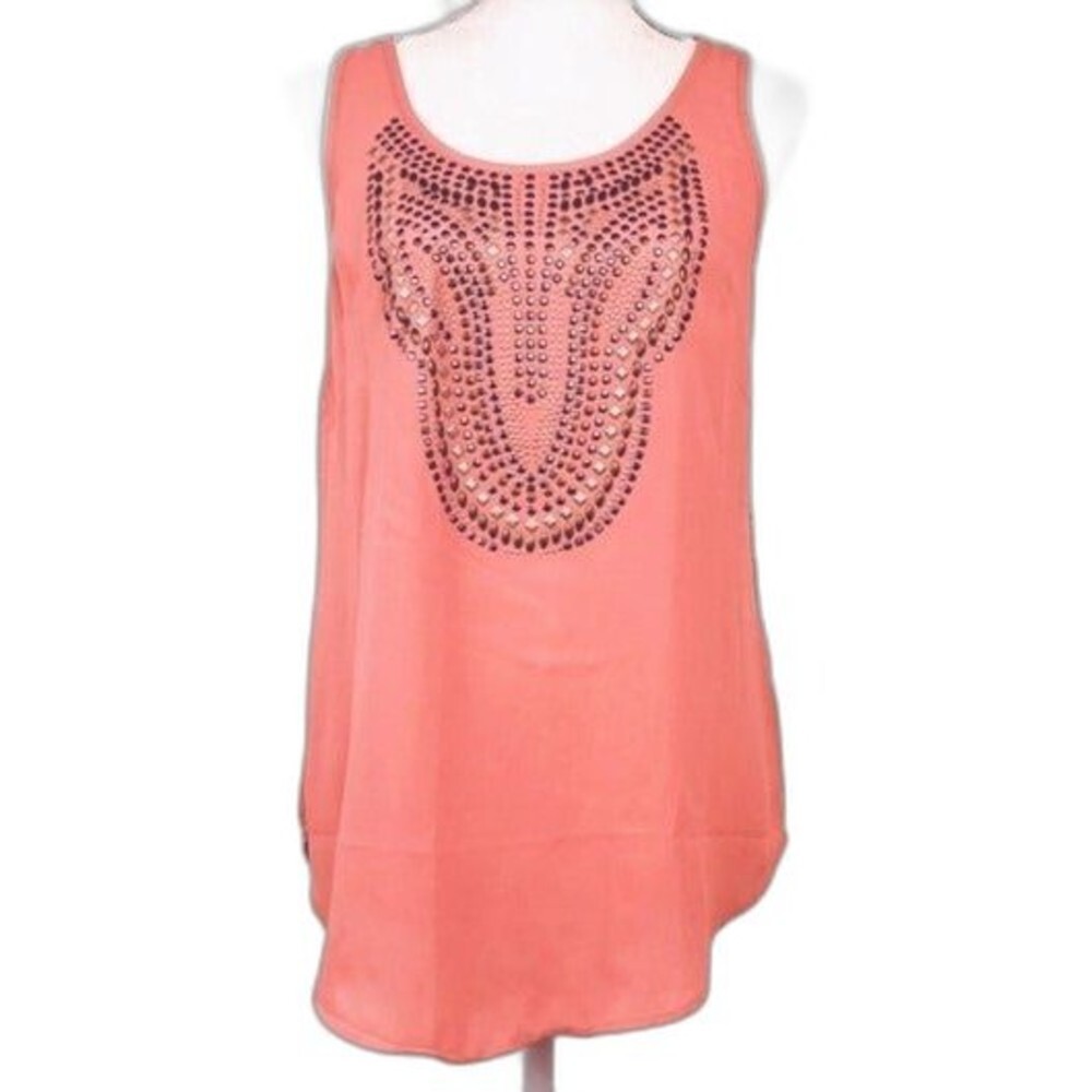 Studio Y Pink Studded Chiffon Tank | Large
